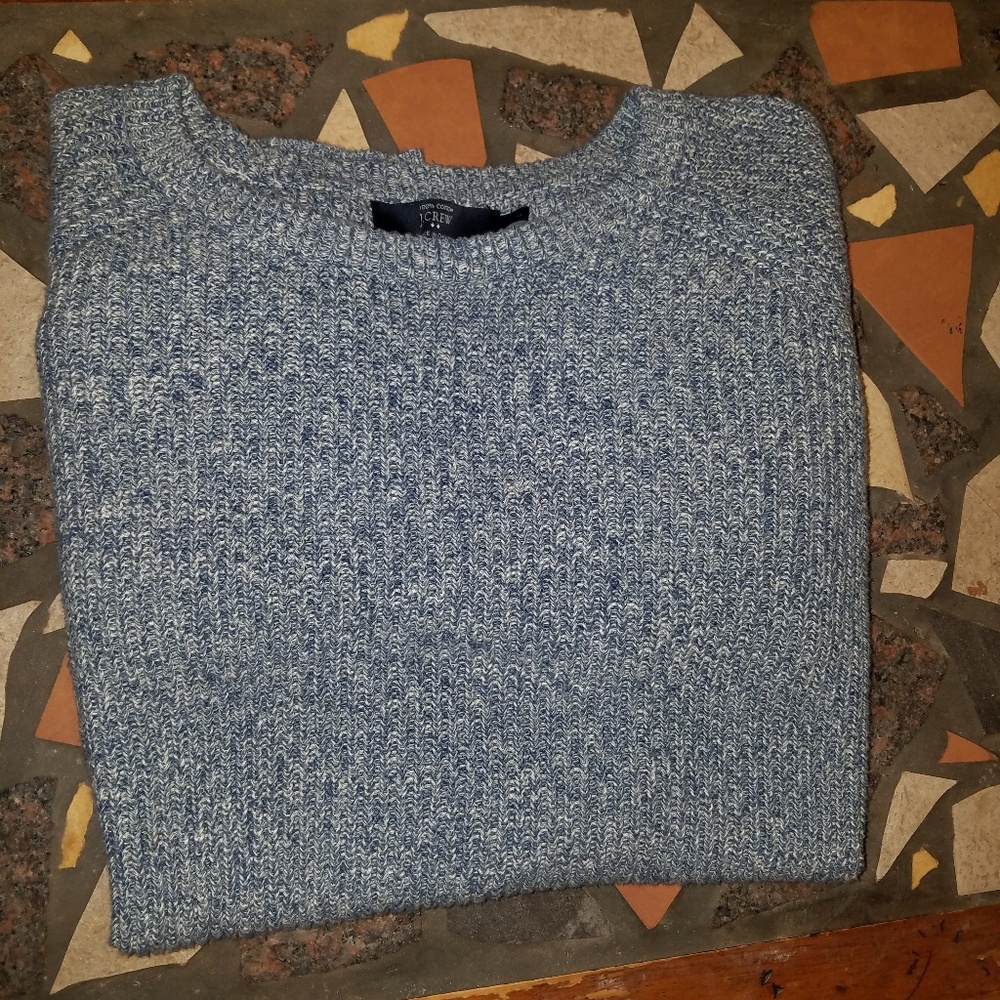 J.crew L Blue/Grey Mens Sweater 100% Cotton EUC